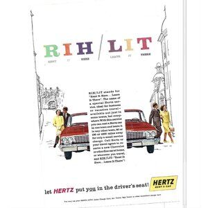 Hertz Put You in Driver Seat Rental Car Advertisement 1960s Vintage Print Ad 9in